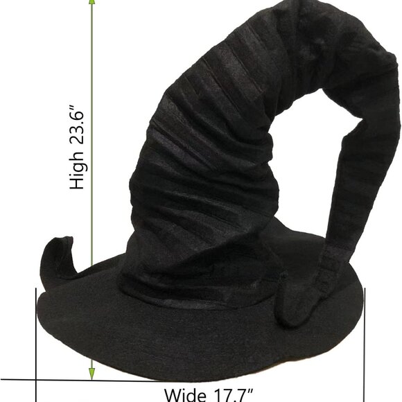 Halloween Witch Hat Black Crooked Large Ruched Witch Hat Women Accessory for Hal - Picture 6 of 6